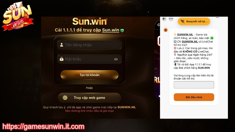Liên hệ CSKH SUNWIN qua livechat
